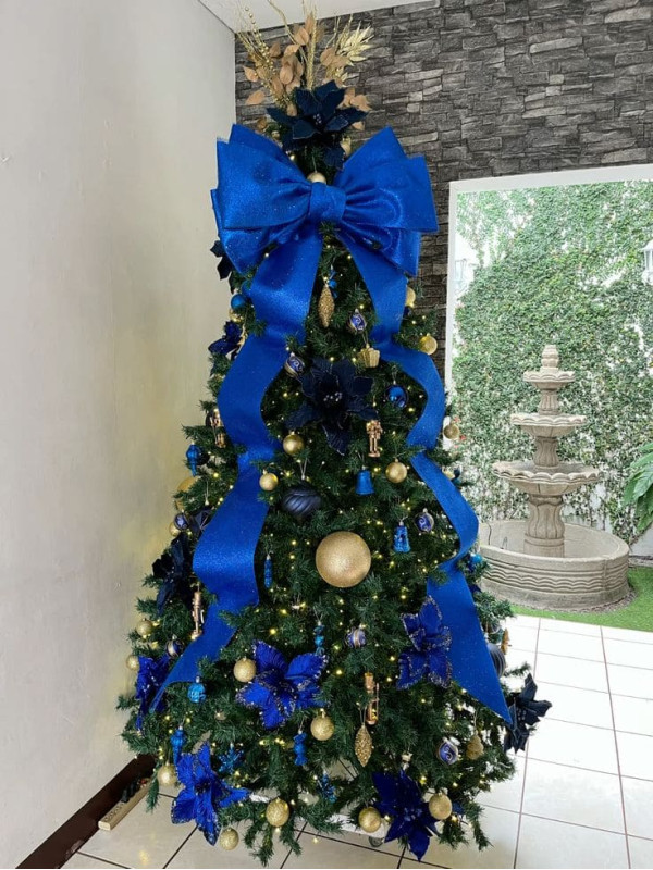 Купить Декоративный бант на елку - Синий