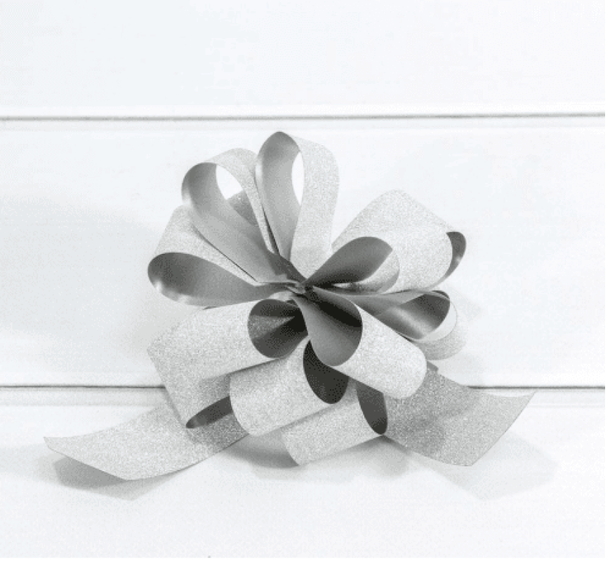 Купить Бант для упаковки серебристого цвета